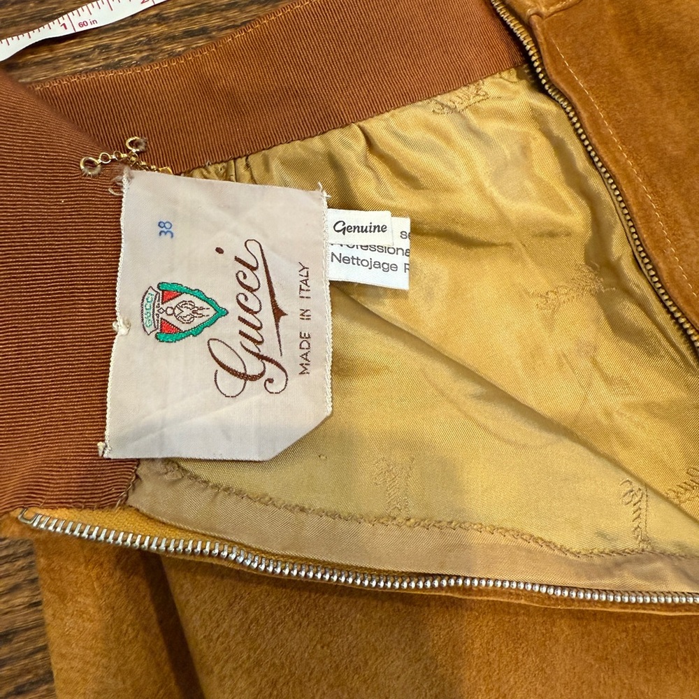 Rare Vintage Gucci Collector Tan Suede Skirt size XXS - Picture 7 of 14